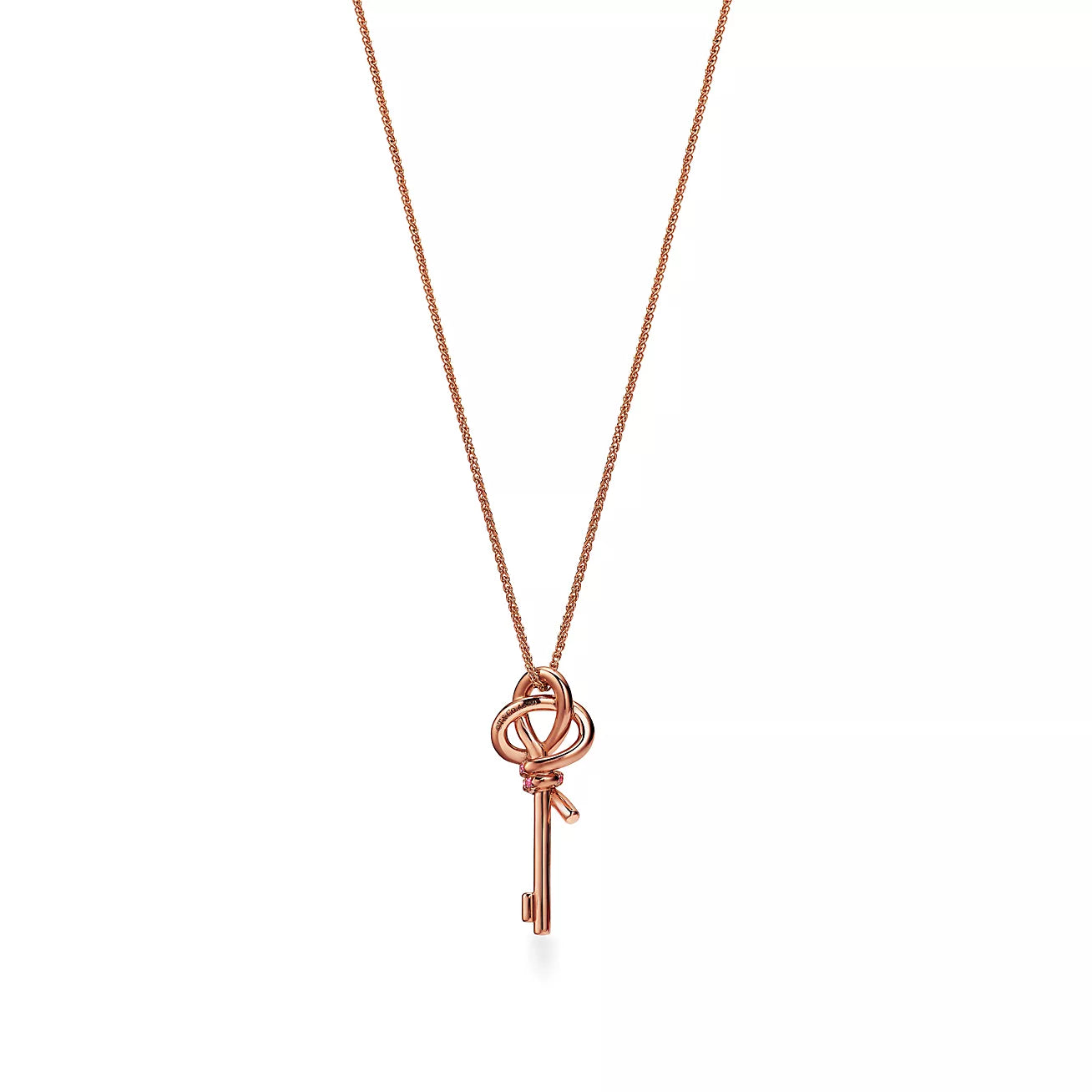 18K Tiffany Keys Woven Pink Diamonds Medium Necklace