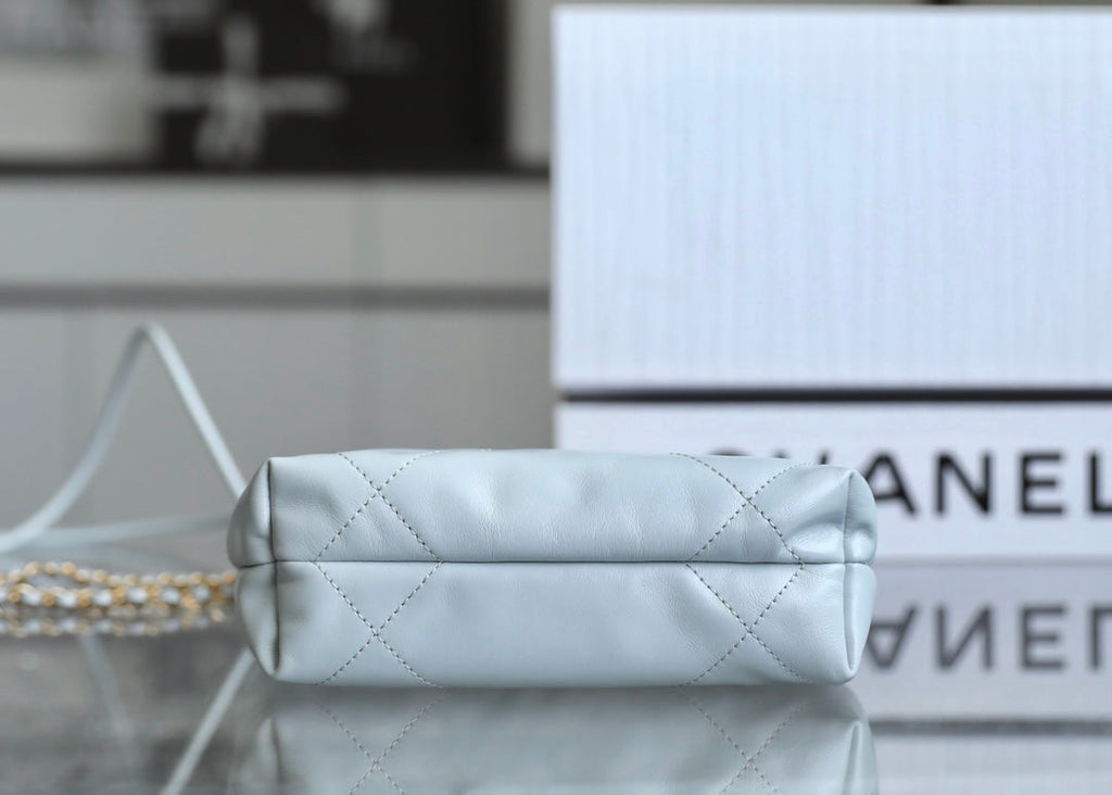 CHANEL 22 ANTIBA HOBO BAG LIGHT BLUE 20CM