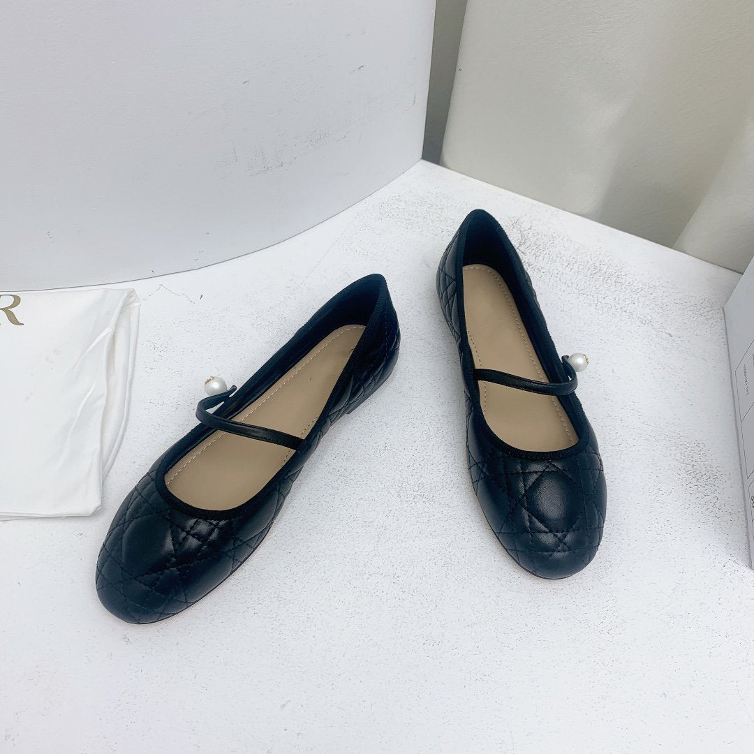 DIOR CD BALLET FLAT BLACK MOP MIDDLE