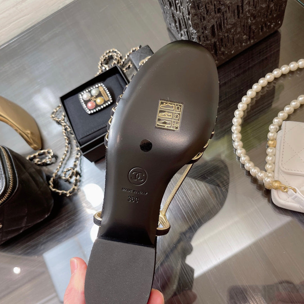 CHANEL SLINGBACKS SANDAL IN BLACK SUEDE