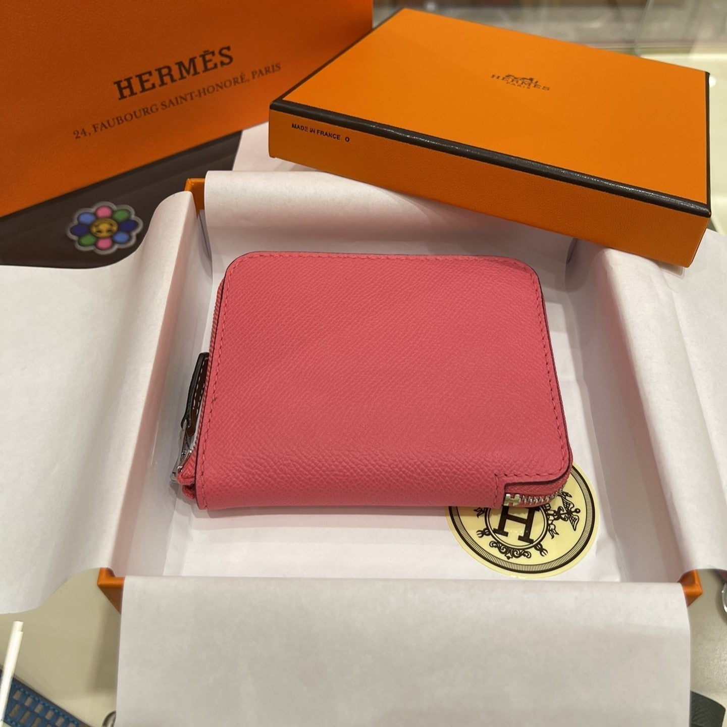 HERMES Compact Wallet 11.5 Dark Pink Epsom