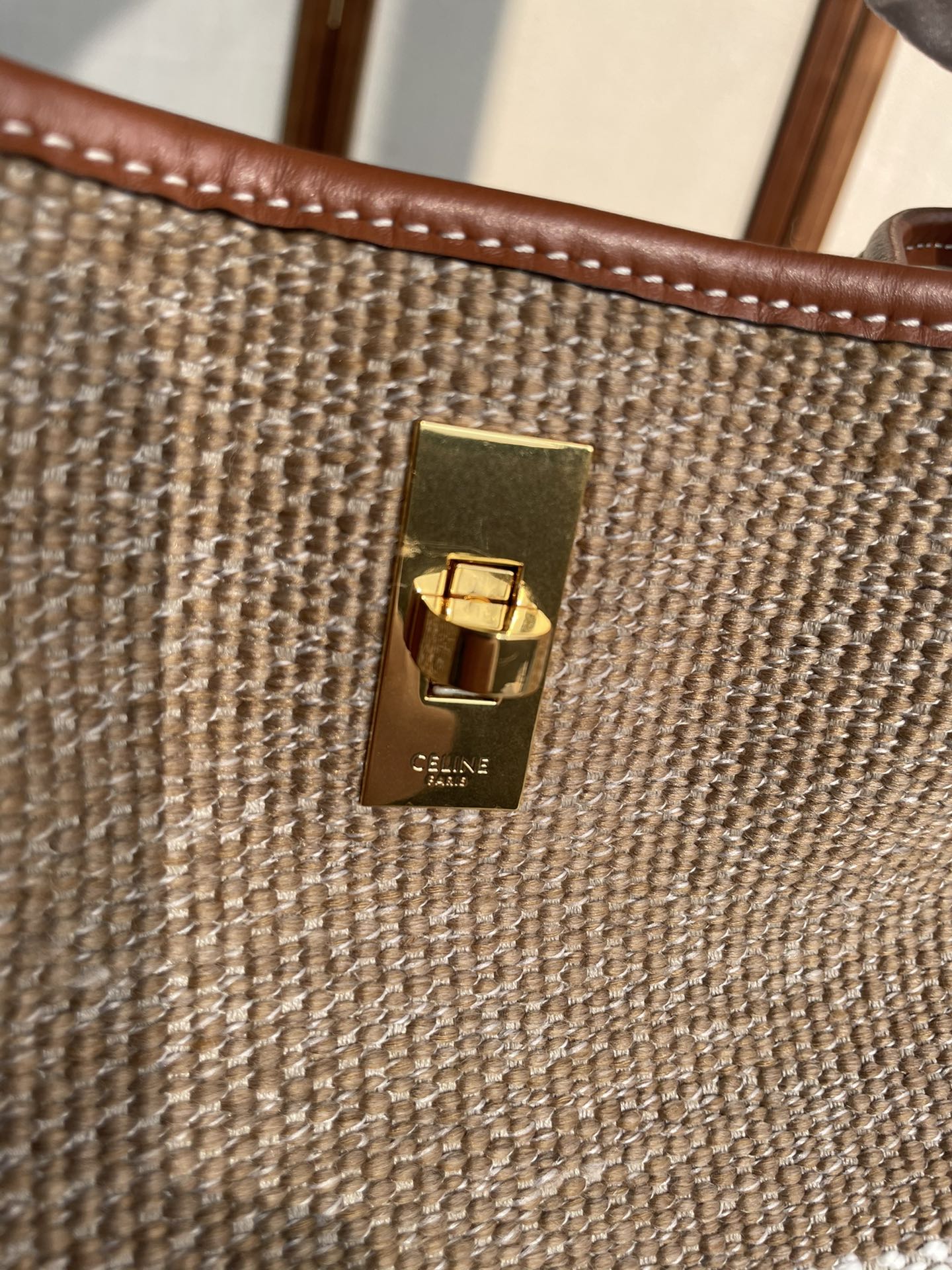 CELINE BUCKET 25 IN PRINTED CANVAS BROWN WHITE