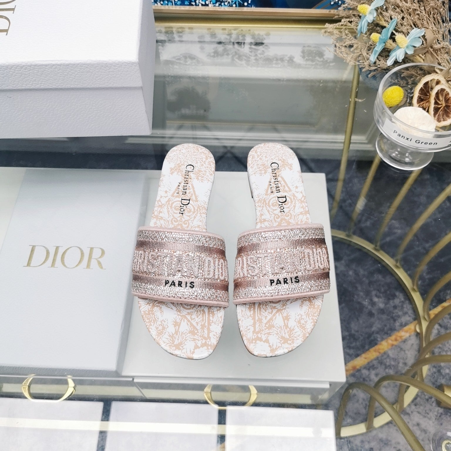 DIOR CD Mule Dway Slide 10mm Multi-motifs Style 16