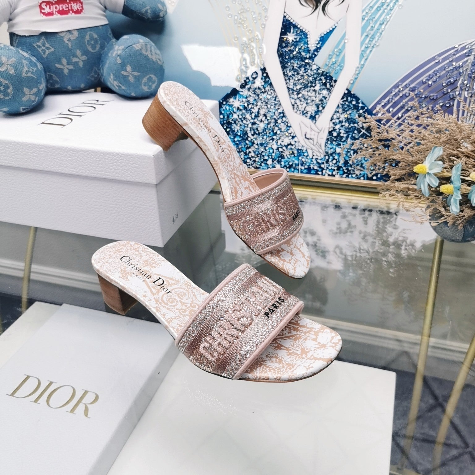 DIOR CD Mule Dway Heeled Slide 45mm Style 24
