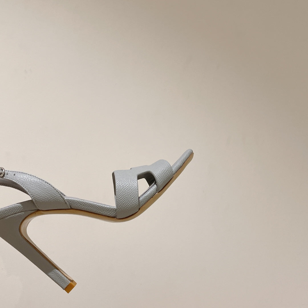 HERMES SLINGBACK SANDAL ETERNITE 105 CREAM GRAY LAMBSKIN