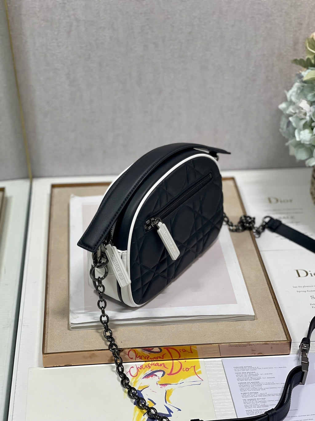 DIOR VIBE HOBO 22 BAG IN BLACK CALFSKIN