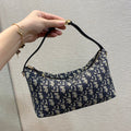 DIOR CD BUCKLE SHOULDER BAG 22 IN BLUE MONOGRAM OBLIQUE JACQUARD