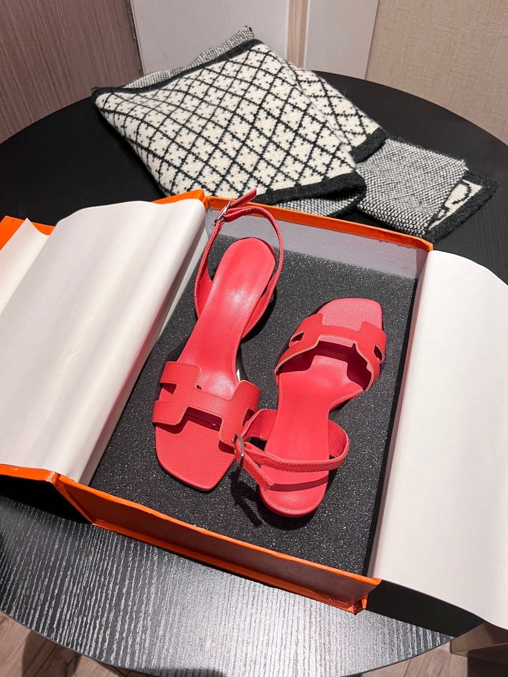 HERMES Slingback Sandal Eternite 95 Red