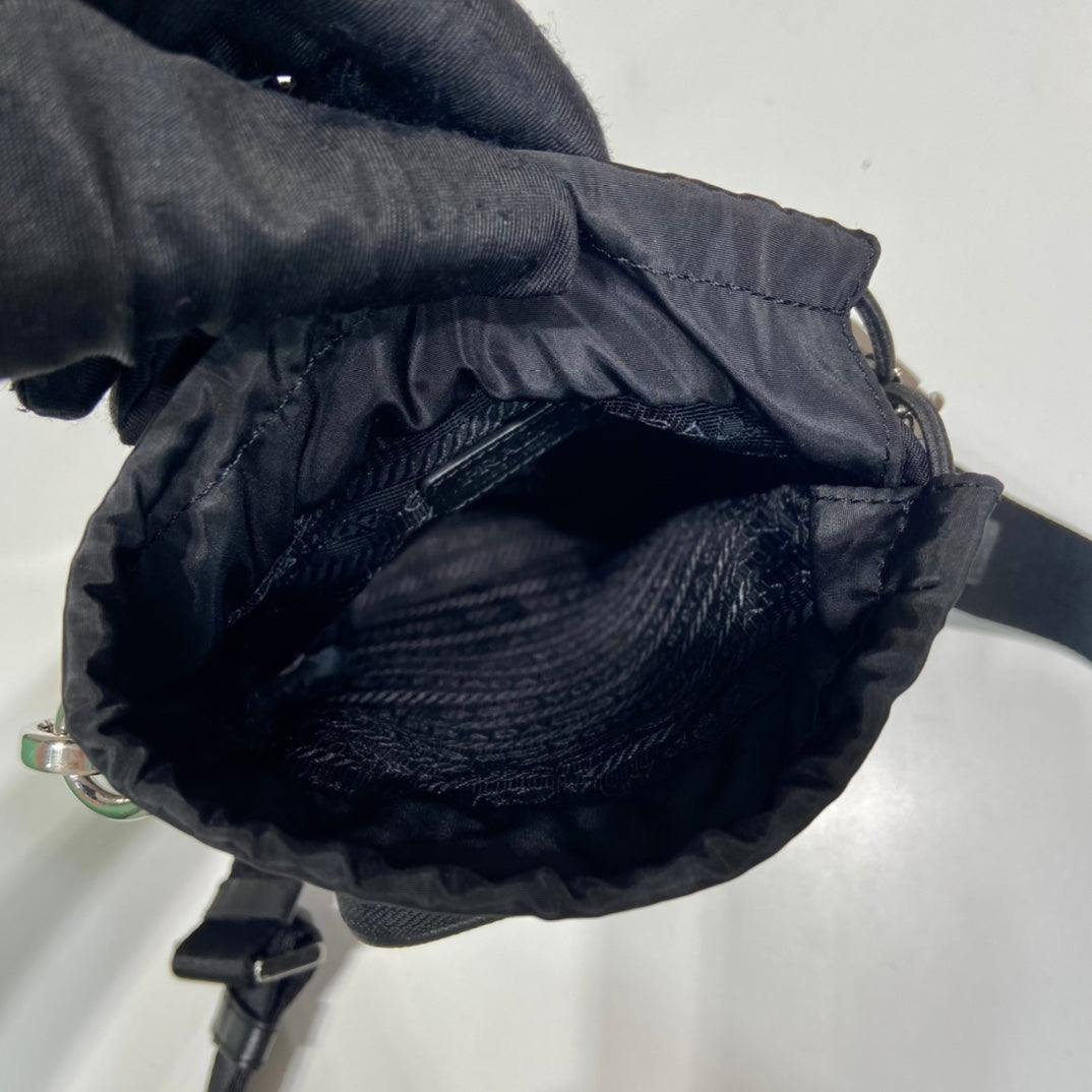 PRADA PHONE BAG 18 IN BLACK RE-NYLON