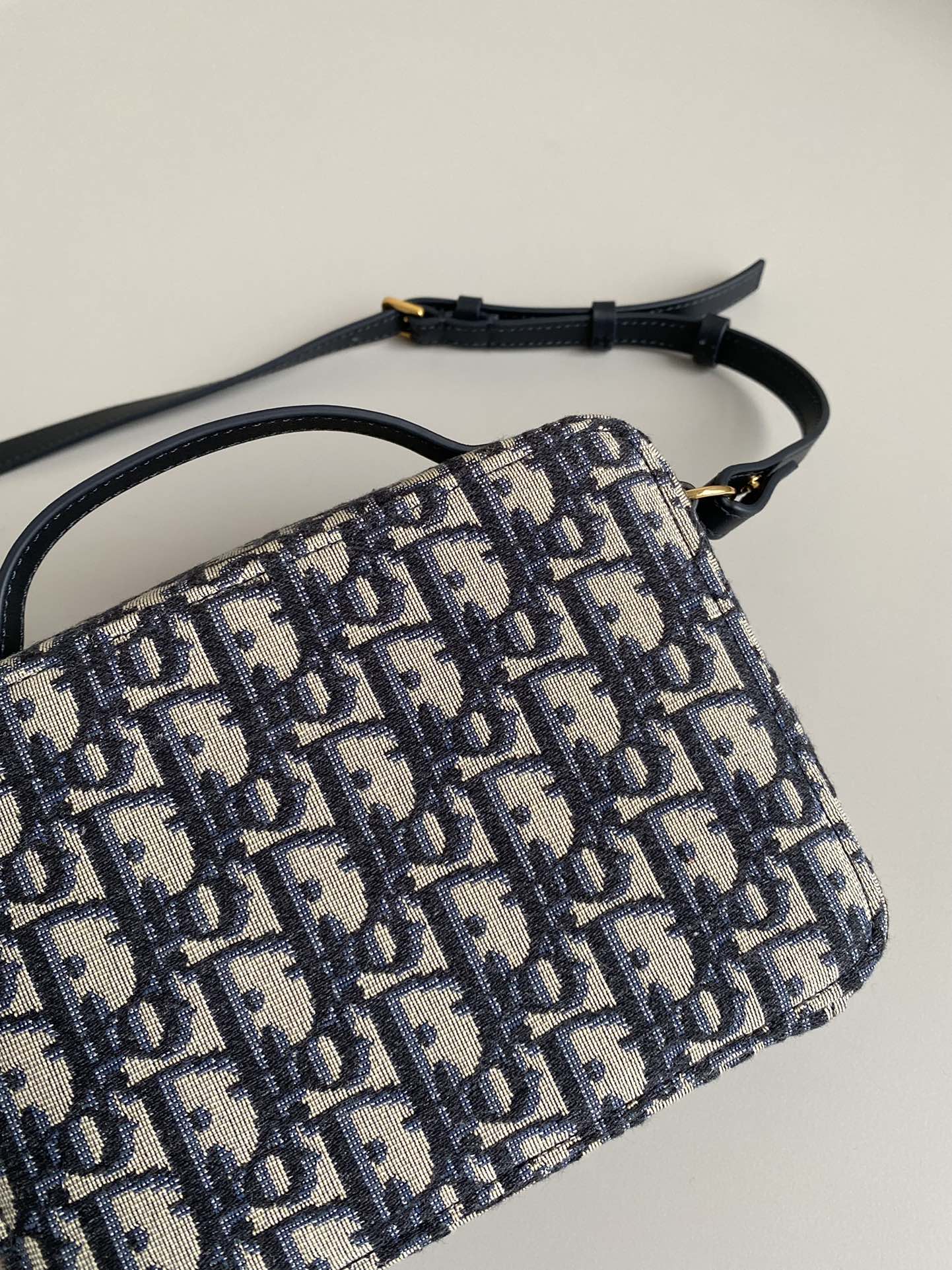 DIOR CARO 18 CAMERA BAG IN BLUE OBLIQUE JACQUARD
