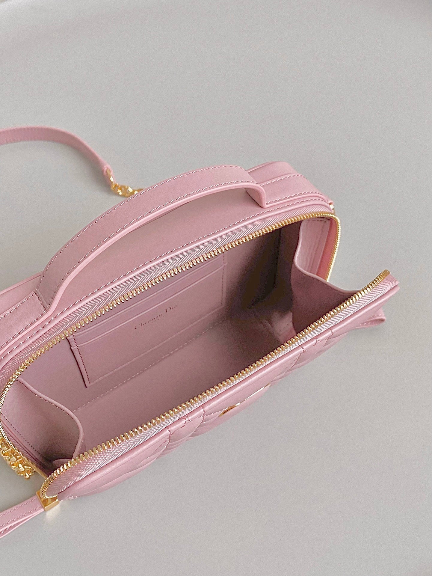 DIOR CARO 18 CAMERA BAG IN LIGHT PINK CALFSKIN