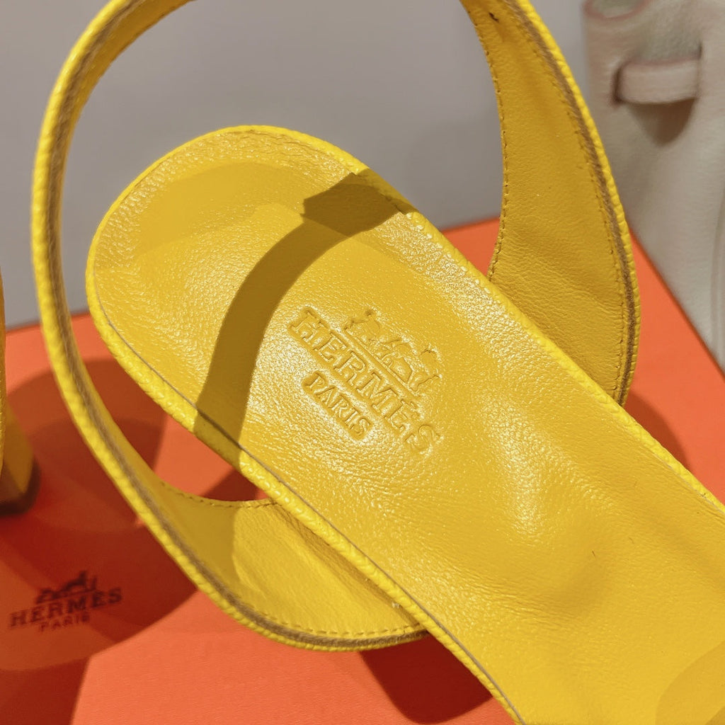 HERMES SLINGBACK SANDAL ETERNITE 75 YELLOW LAMBSKIN