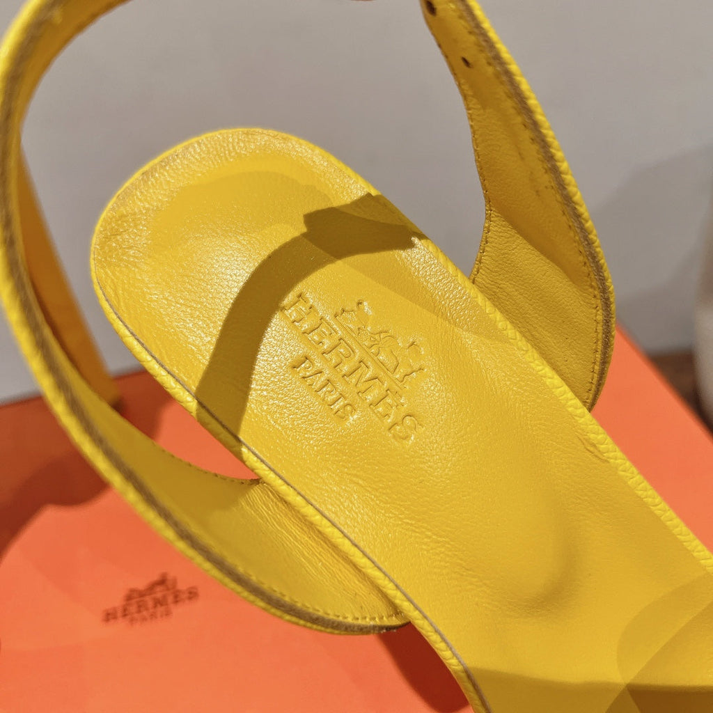HERMES SLINGBACK SANDAL ETERNITE 105 YELLOW LAMBSKIN