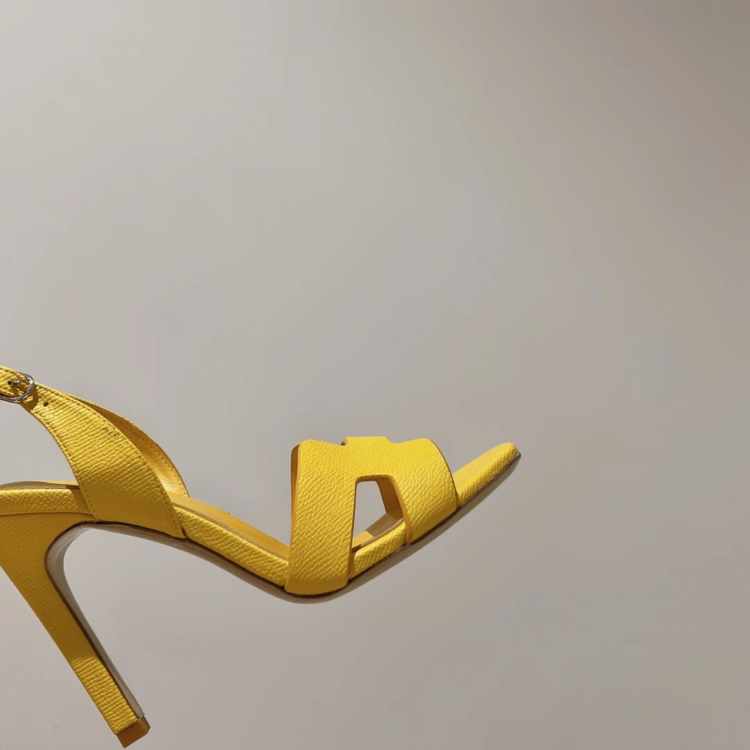HERMES SLINGBACK SANDAL ETERNITE 105 YELLOW LAMBSKIN