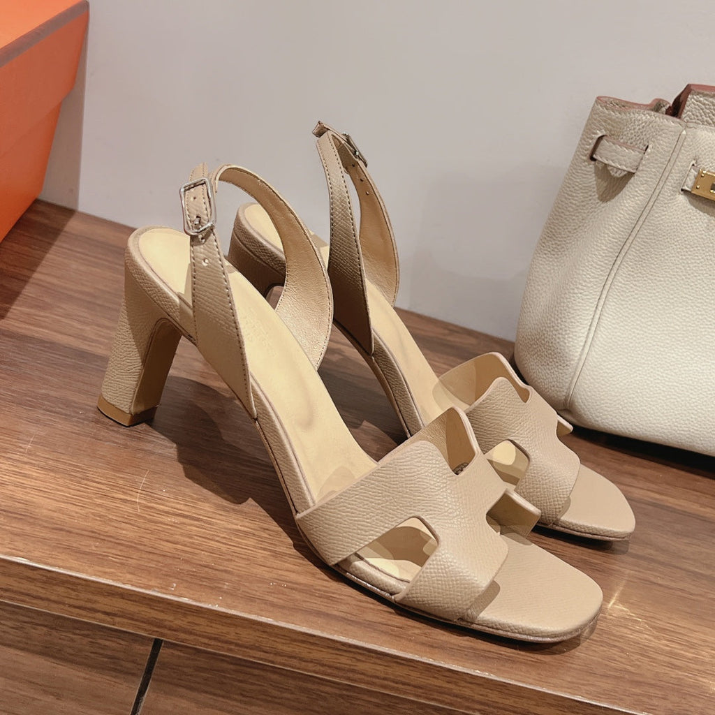 HERMES SLINGBACK SANDAL ETERNITE 75 BEIGE LAMBSKIN