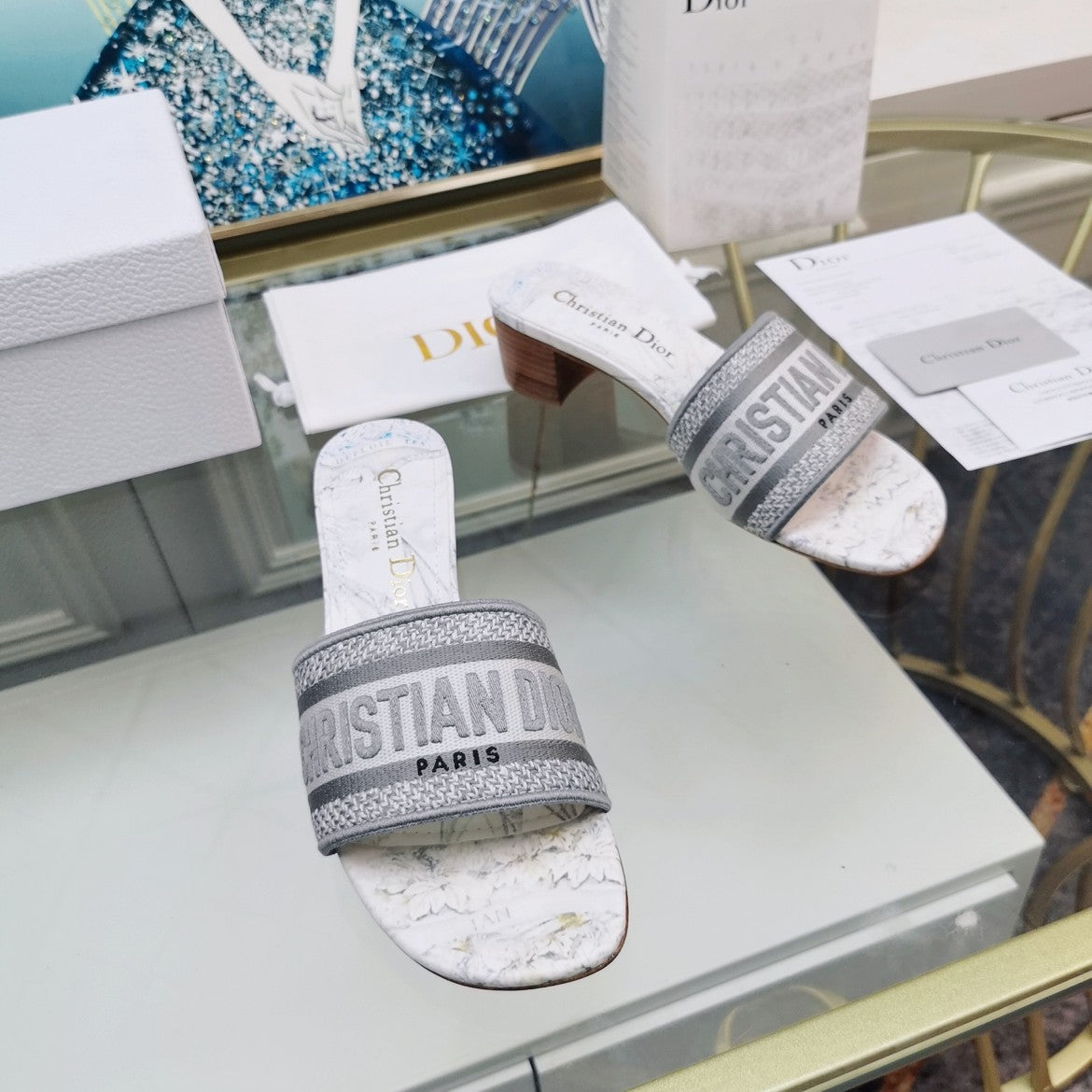 DIOR CD Mule Dway Heeled Slide 45mm Style 38
