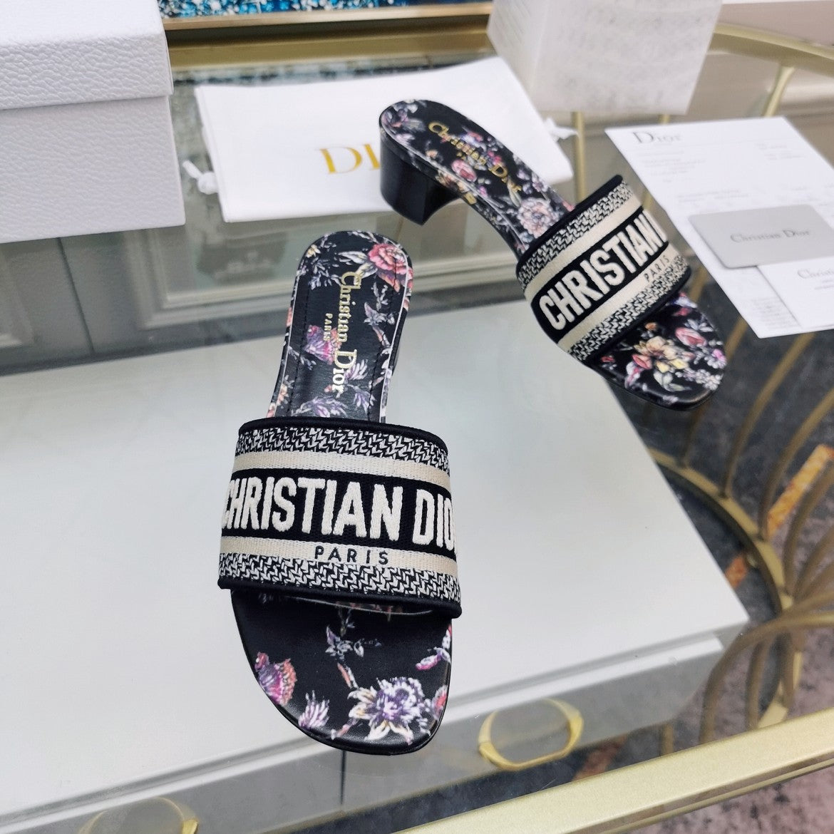 DIOR CD Mule Dway Heeled Slide 45mm Style 28