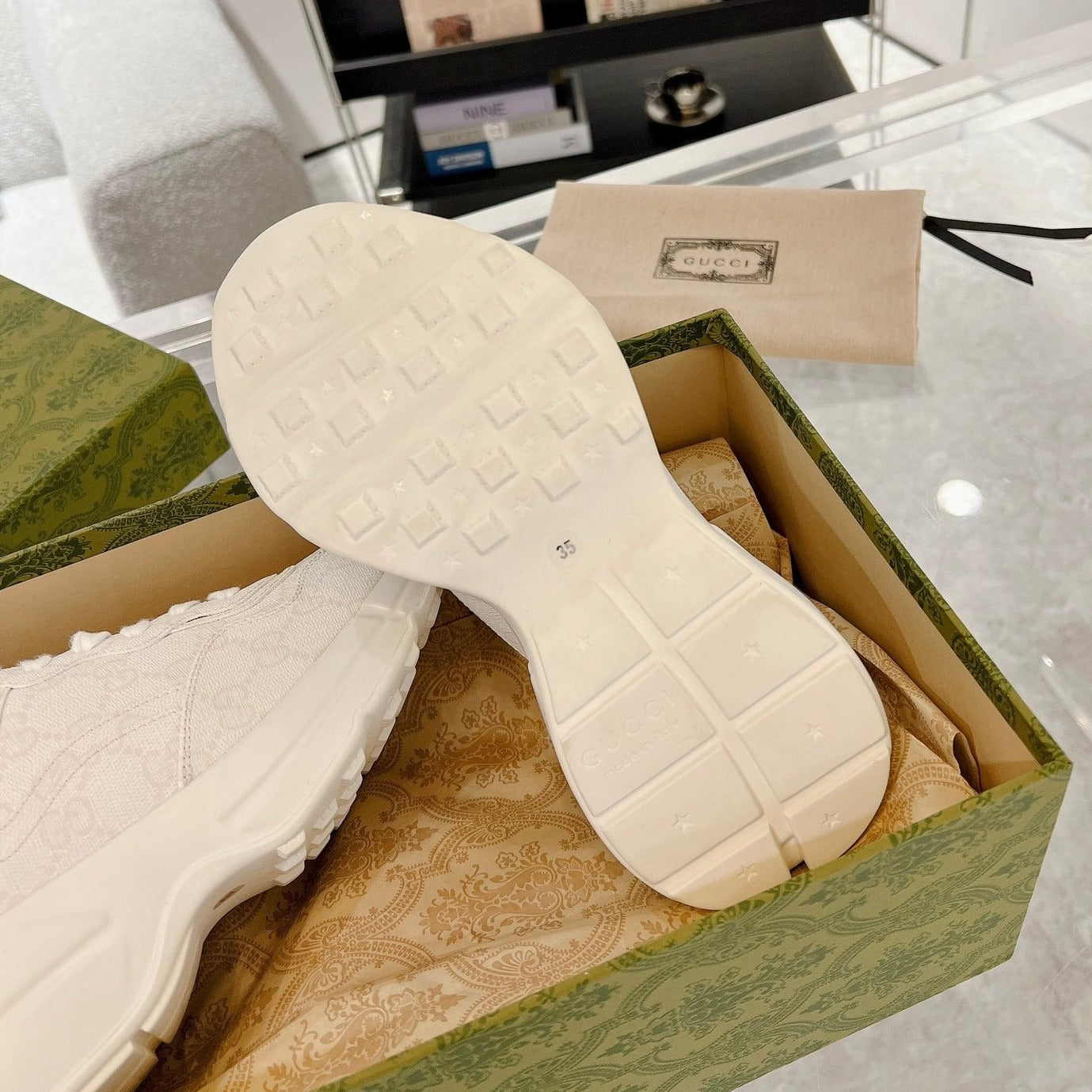 GUCCI 100 RHYTON SNEAKER Creamy White