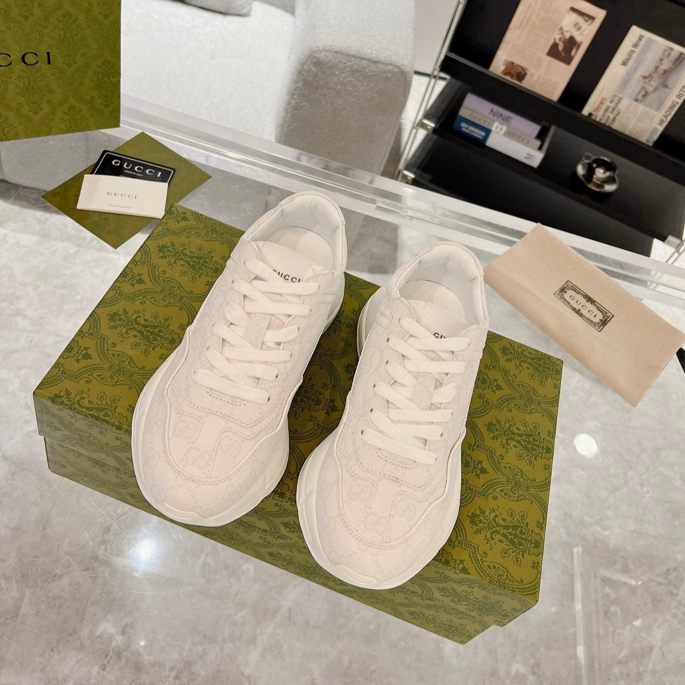 GUCCI 100 RHYTON SNEAKER Creamy White