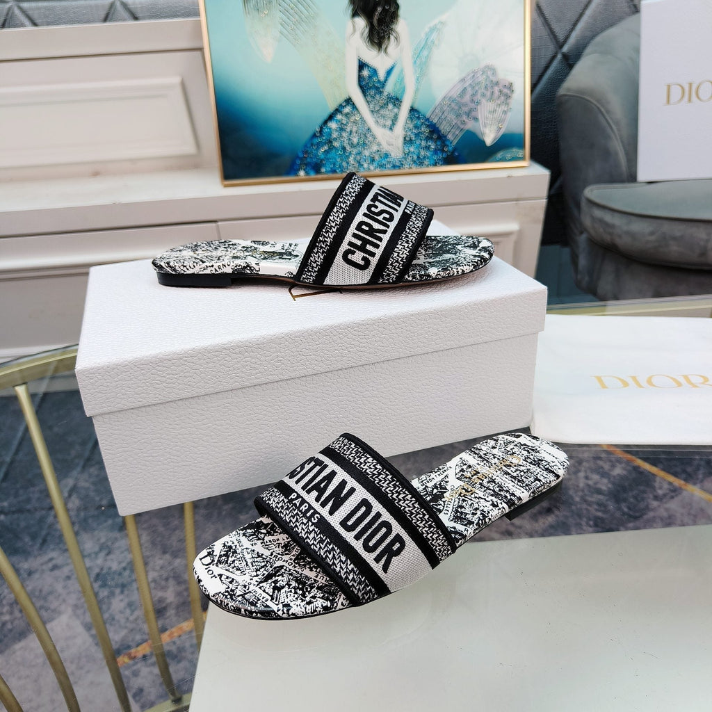 DIOR CD Mule Dway Slide 10mm Multi-motifs Style 13