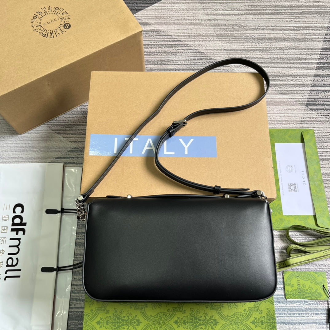 GUCCI SMALL 27 HANDBAG IN BLACK CALFSKIN
