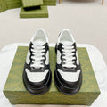 GUCCI EMBOSSED TRAINER BLACK AND WHITE CALFSKIN