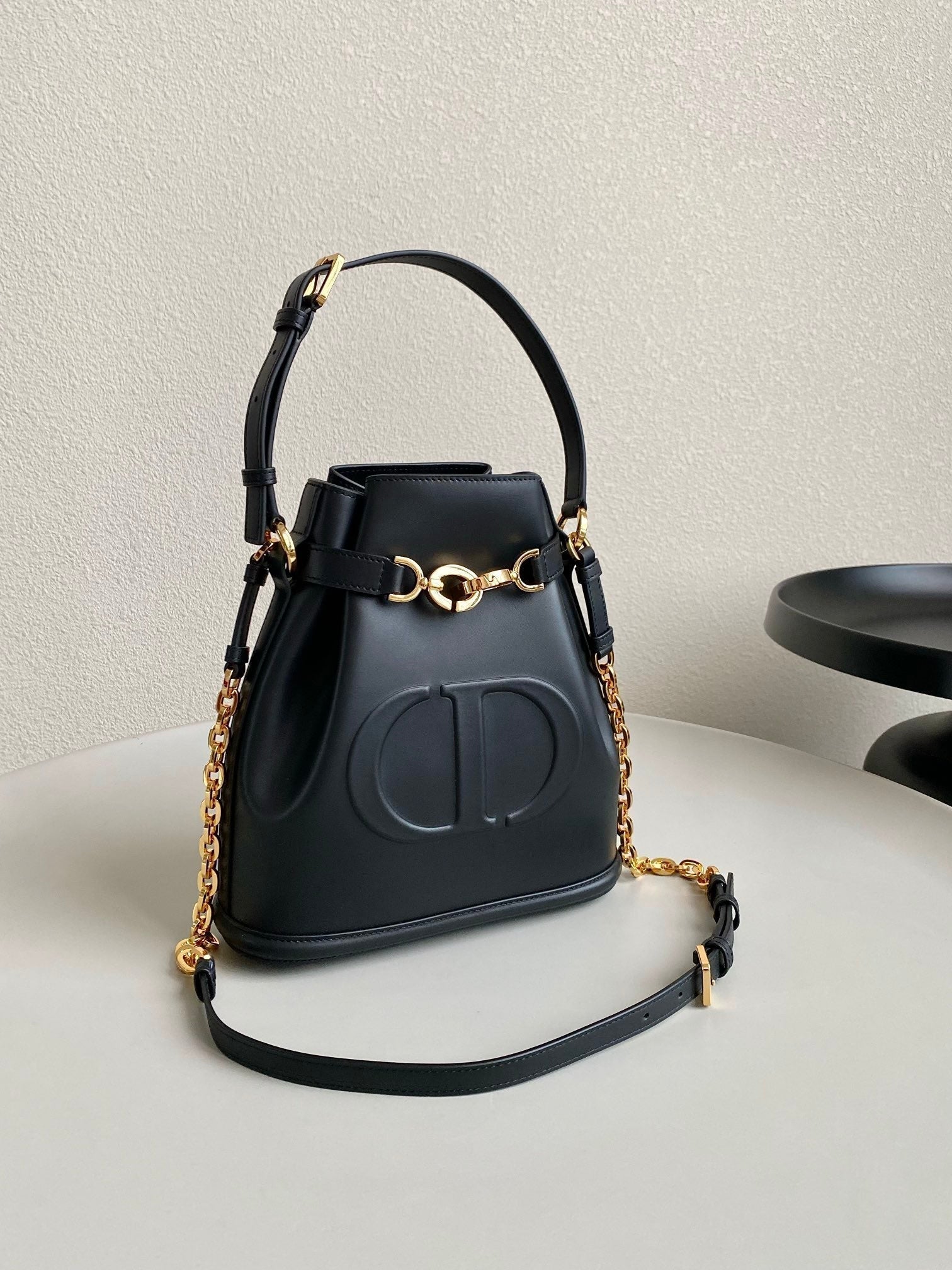 DIOR MEDIUM C'EST 24 IN BLACK CD-EMBOSSED CALFSKIN