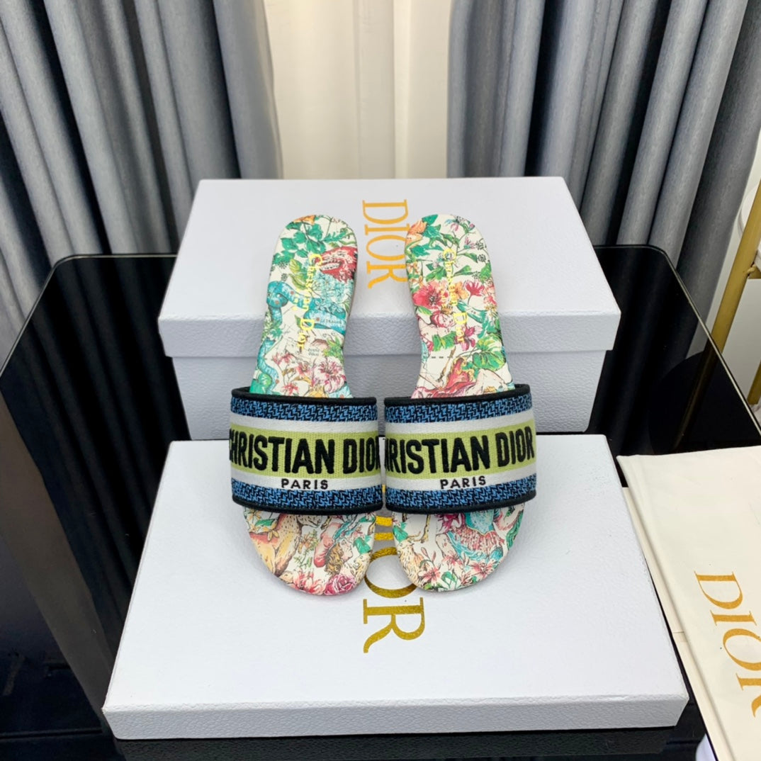 DIOR CD Mule Dway Slide 10mm Multi-motifs Style 37