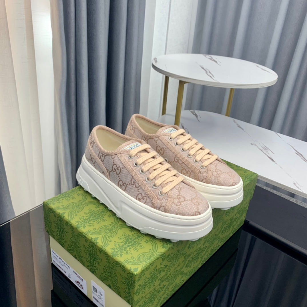 GUCCI SNEAKER FLATFORM PASTEL PINK CANVAS