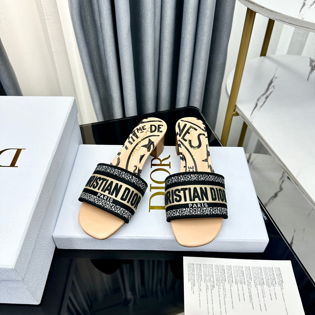 DIOR CD Mule Dway Heeled Slide 45mm Style 59