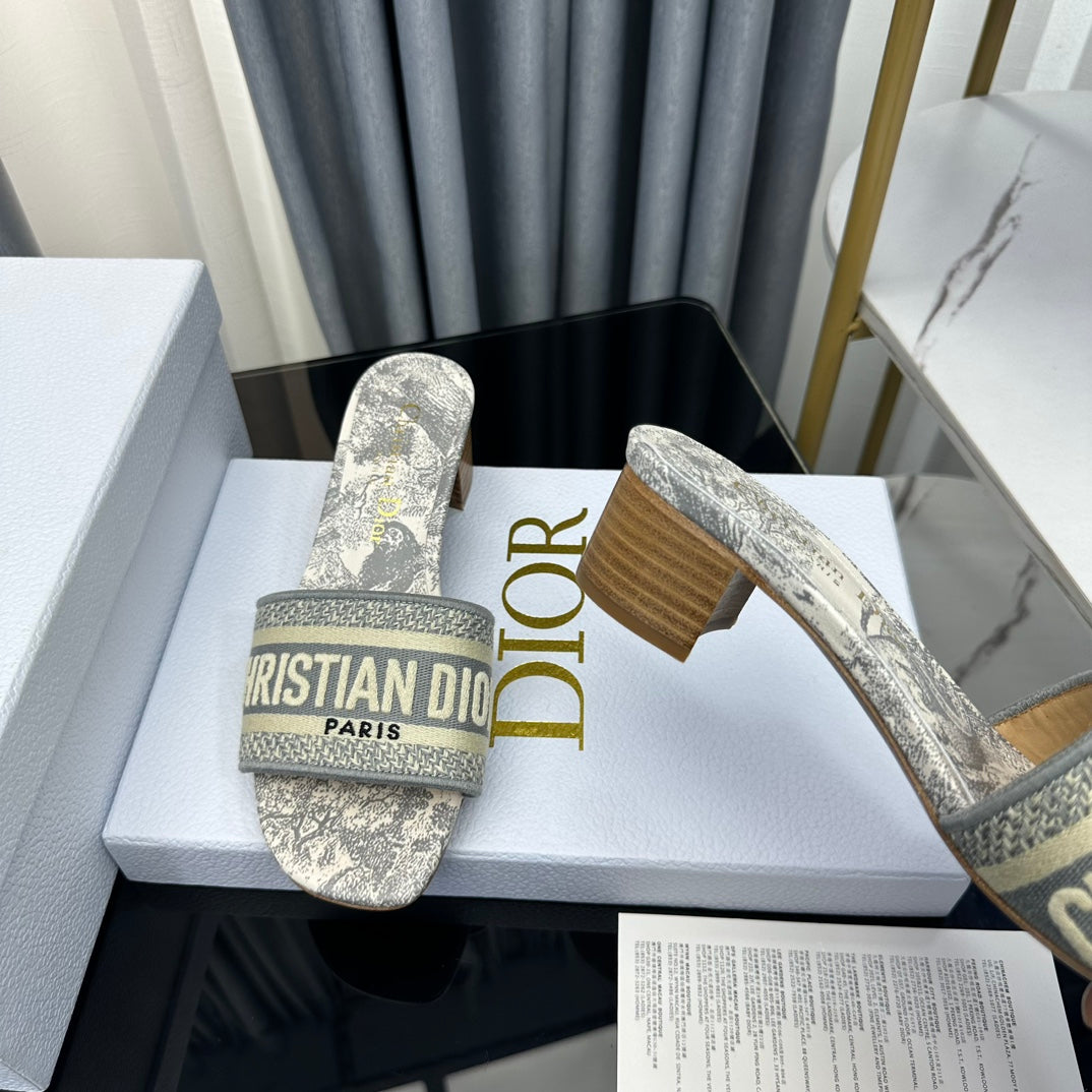 DIOR CD Mule Dway Heeled Slide 45mm Style 57