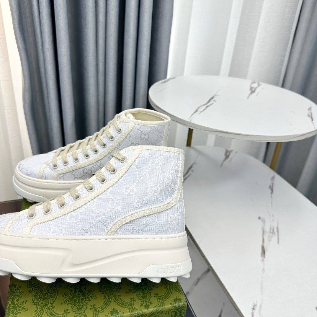 GUCCI HIGH TOP SNEAKER FLATFORM PASTEL BLUE CANVAS