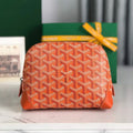 VENDÔME COSMETIC POUCH 17 IN ORANGE GOYARDINE CANVAS AND CALFSKIN TRIM