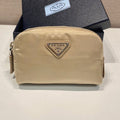 PRADA CLUTCH 12 IN TAN BROWN RE-NYLON