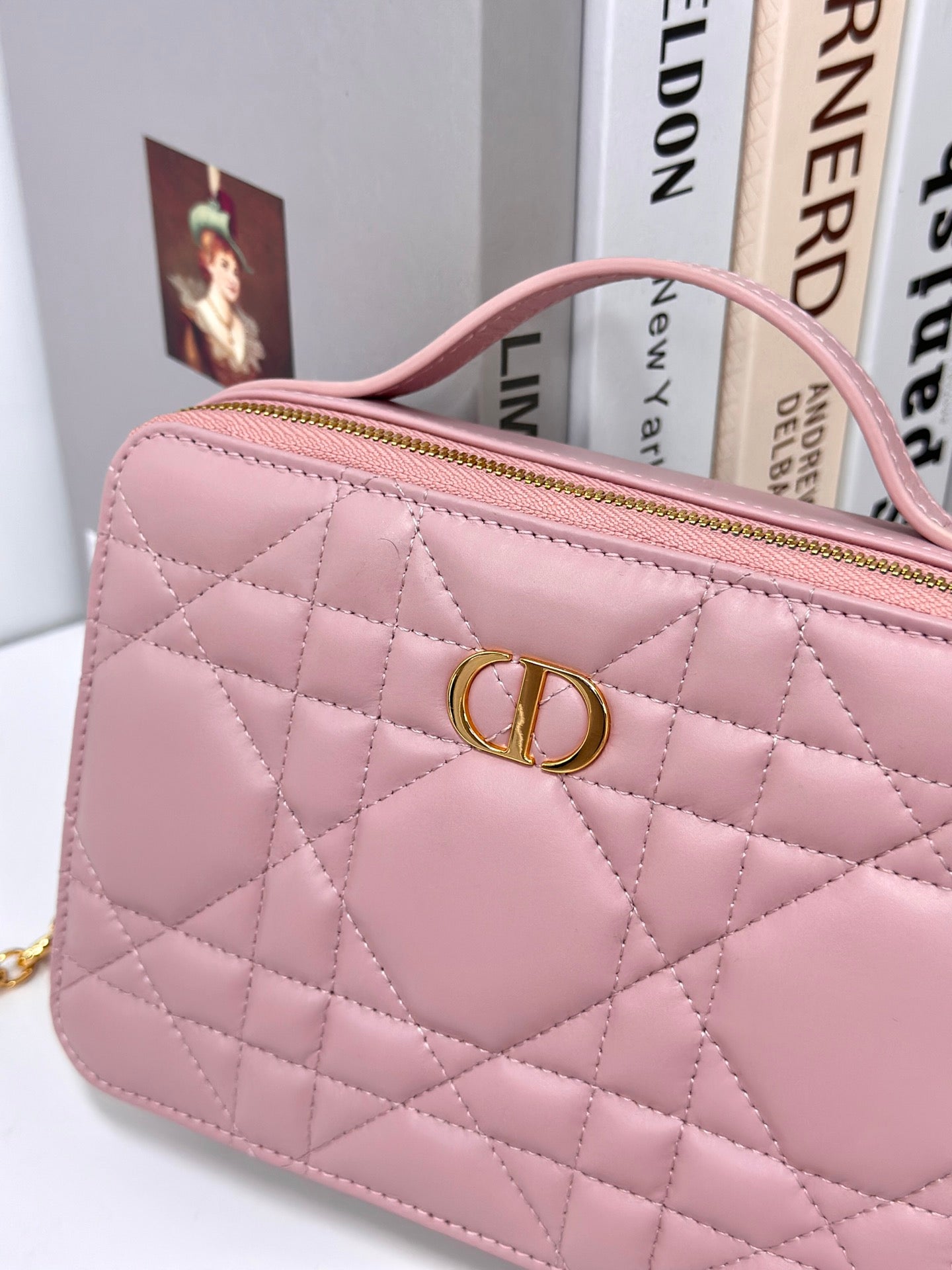 DIOR CARO BOX 19 IN LIGHT PINK CALFSKIN