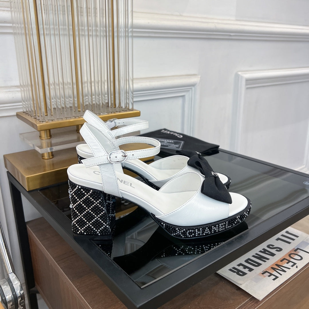 CHANEL high slingbacks white lambskin