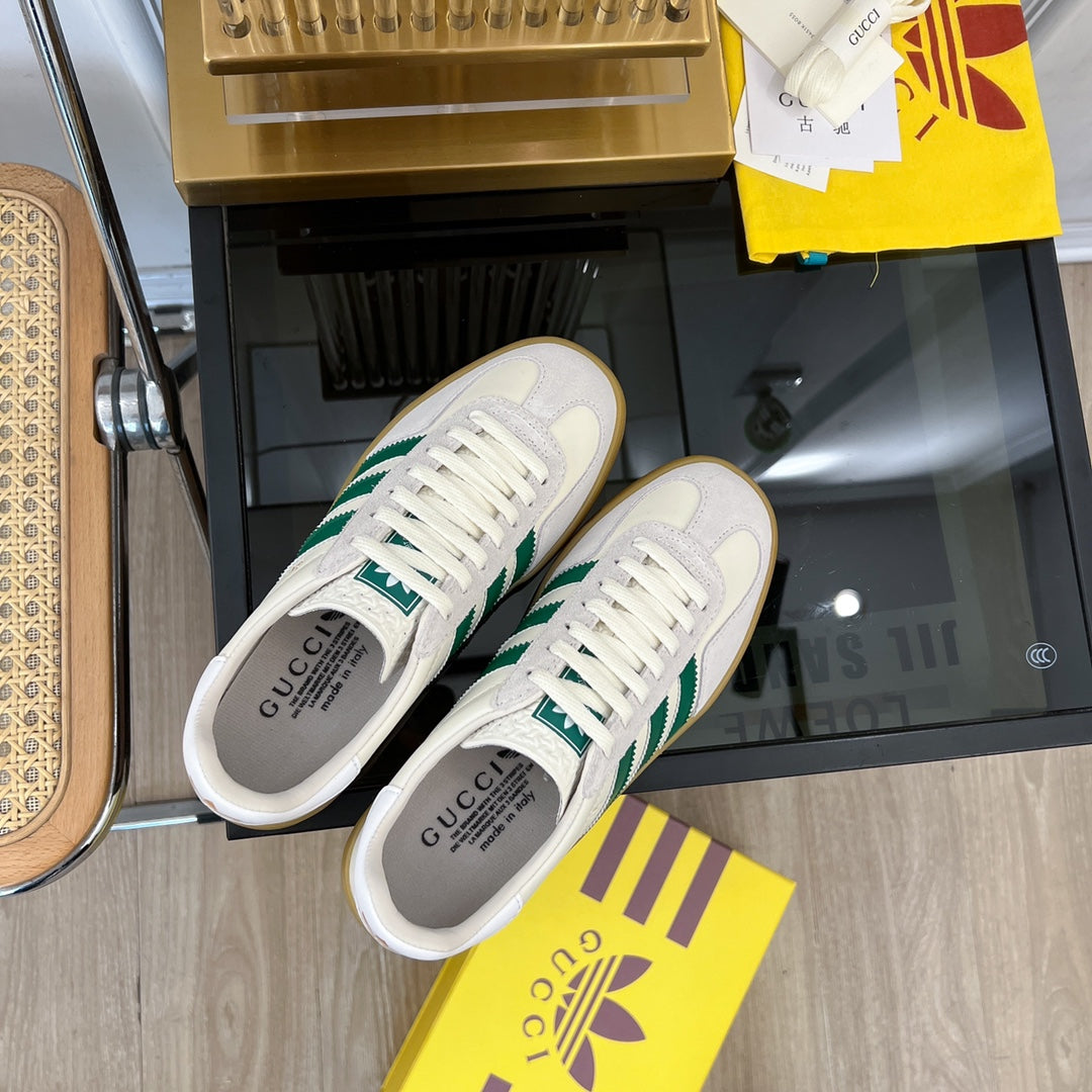 GUCCI & ADIDAS GAZELLE SNEAKER LIGHT GRAY VELVET