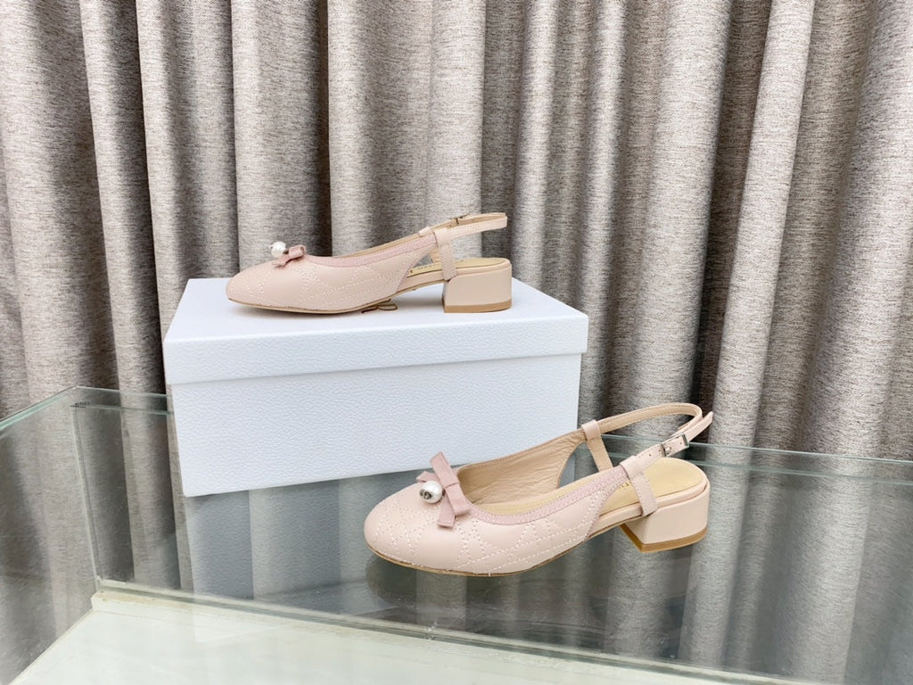 DIOR PEARL MARY JANE SLINGBACKS IN LIGHT PINK LAMBSKIN 30 MM