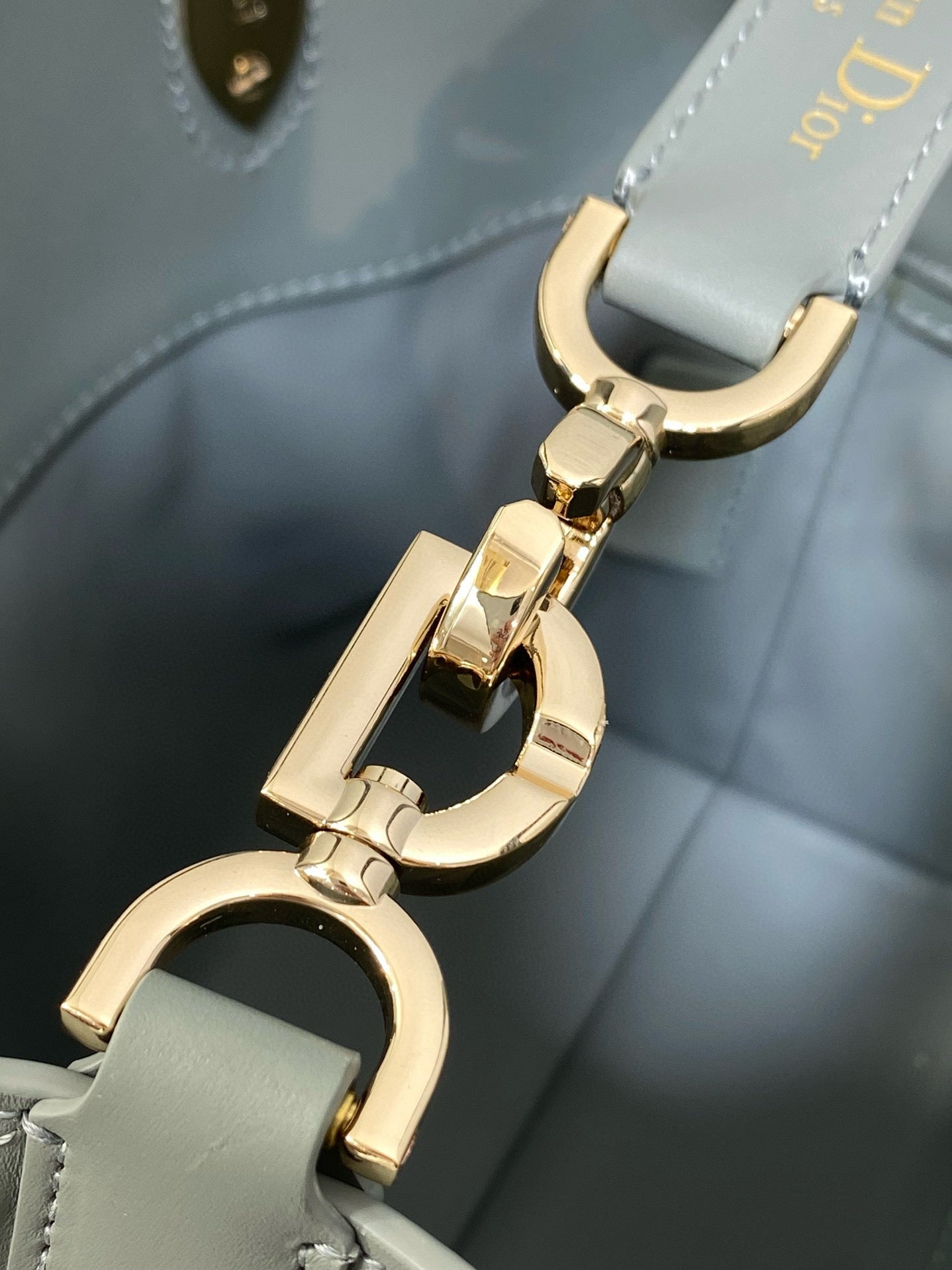 DIOR MINI TOUJOURS BUCKET BAG 18 IN GREY CANNAGE CALFSKIN