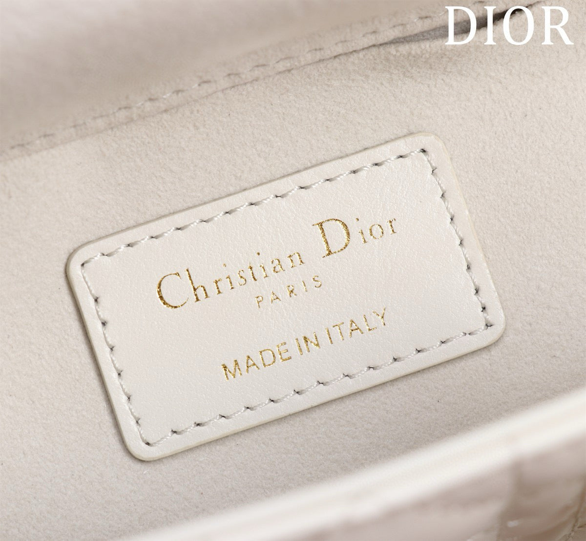 DIOR SMALL LADY D-JOY 22 WHITE LAMBSKIN GOLD HARDWARE