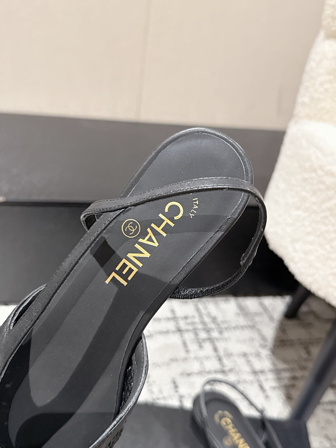 CHANEL SLINGBACK 25S IN BLACK FABRIC