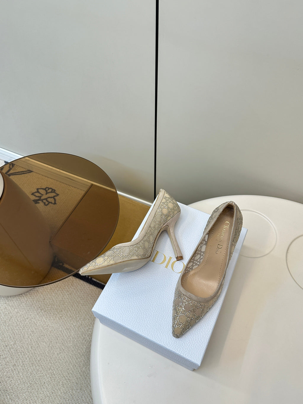 DIOR HIGH HEELS PUMP IN CAMEL BEIGE LAMB SUEDE 10 CM