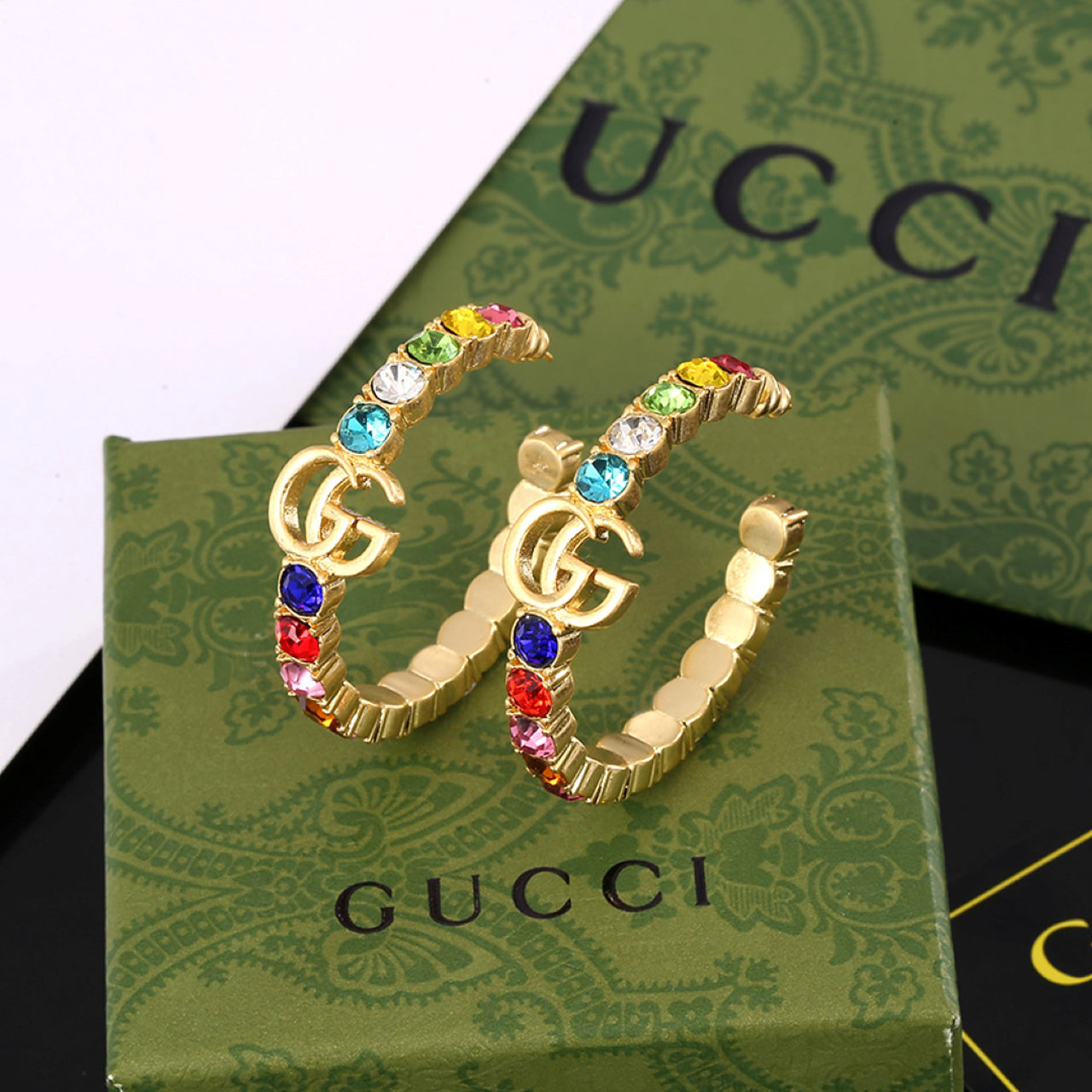 18K Double Gucci Circle Earrings