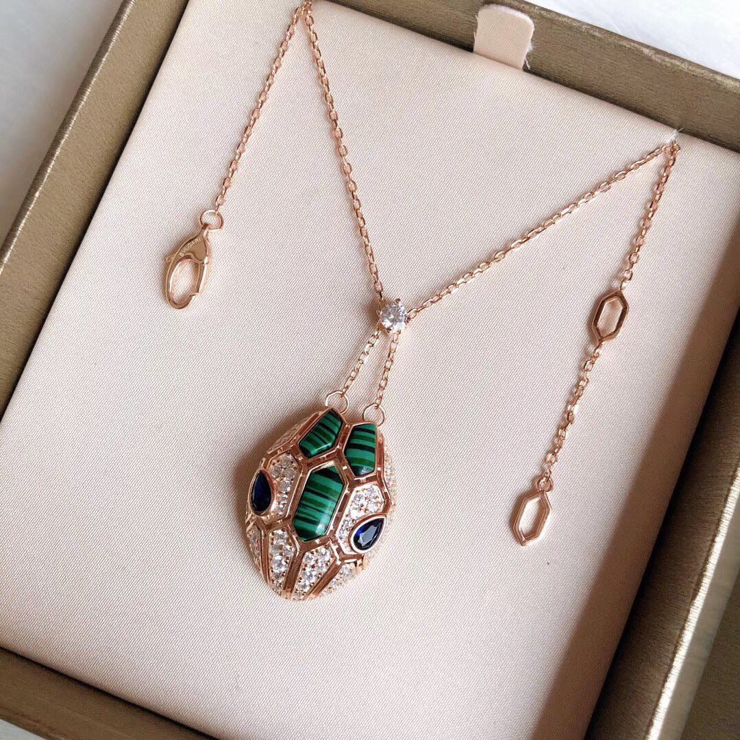 18K BVLGARI Serpenti Malachite Necklace