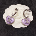18K  Chanel Purple Heart Earrings