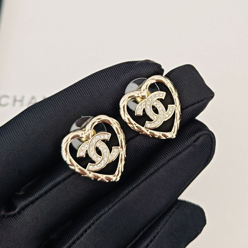 18K  Chanel Heart Diamond Earrings