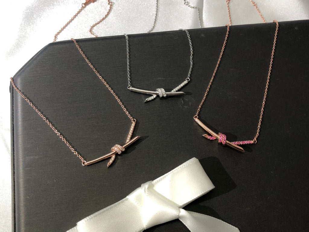 18K Tiffany Knot Pendant Diamond Necklace