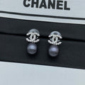 18K  Chanel Pearl Drop Gold Earrings