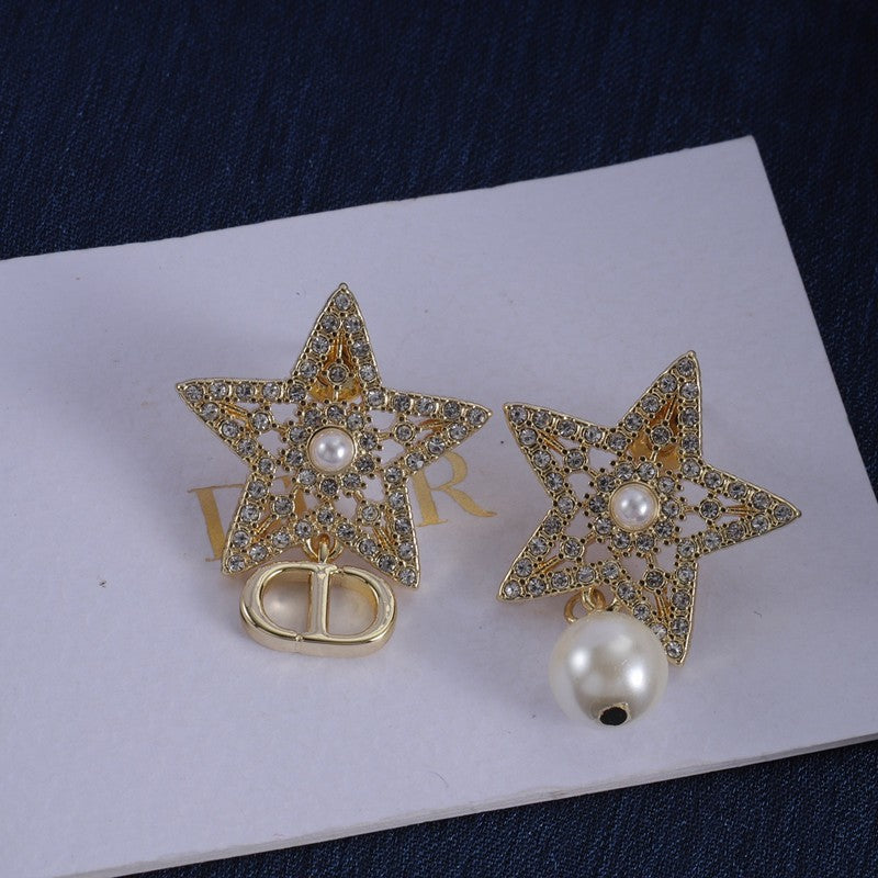 18K Dior Star Diamond Earrings