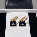 18K Celine Black Bag Gold Earrings